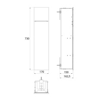 EMCO Asis Pure Модуль для унитаза, встраиваемый, ершик, держатель т/бумаги, запасного рулона , левый, цвет: черный