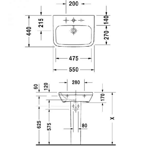 Duravit DuraStyle Раковина 55x44 см, 1 отв., цвет: белый