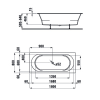Laufen Pro Ванна встраиваемая, 180x80см., прямоугольная