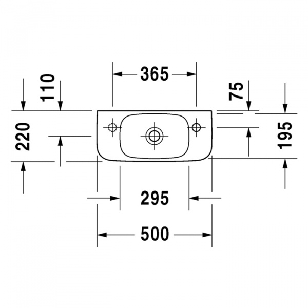 Duravit DuraStyle Раковина 50х22 см, без отв., без перелива, цвет: белый