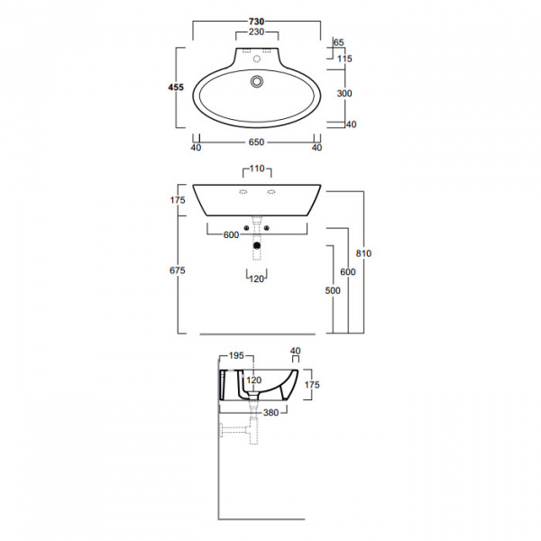 Simas Lft Spazio Раковина 73 см, 1 отв., цвет: белый