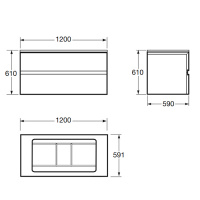 Armani Roca Baia Тумба подвесная с раковиной, 120х59х61см с 2 ящиками, со столешницей, цвет: silver