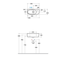 Globo Genesis Раковина 50х22х15 см, 1 отв., подвесная, цвет: белый