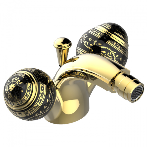 THG Marquise porcelaine noire Смеситель для биде, 1 отв., цвет: золото/черный фарфор