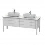 Duravit Luv База напольная, с 2 выдв. ящиками, каменной столешницей и раковинами, 743x1788x570, цвет: белый матовый