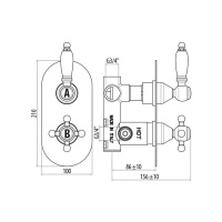 Gattoni Termostatici Термостатический смеситель для душа скрытого монтажа,на 2 выхода, цвет: бронза