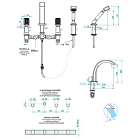 THG Metropolis cristal clair Смеситель для ванны, 4 отв., цвет: хром/прозрачный хрусталь