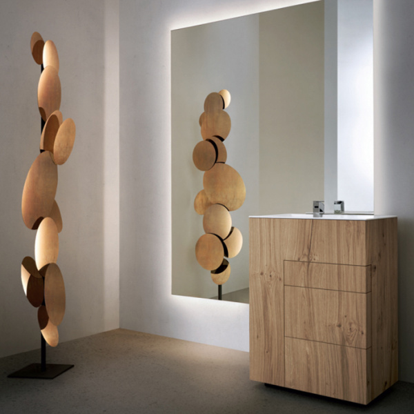 NOORTH milldue edition TOUCH Комплект мебели 144см в матовом шпоне, с раковиной из Milltek Solid, зеркалом с подсветкой, Цвет: rovere barrique-7979