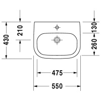 Duravit D-Code Раковина 55х43 см, 1 отв., медицинская, без перелива, цвет: белый