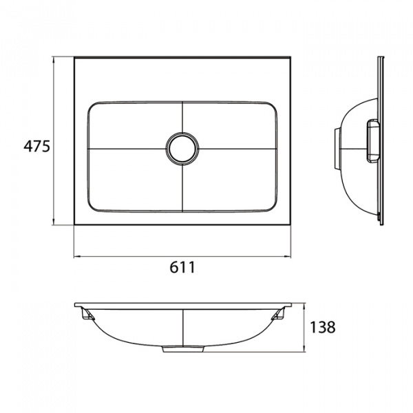 EMCO Раковина 61.1х47.5 см, 1 отв., накладная, для тумб 9583 274 23 и 9583 275 23, композит, цвет: белый