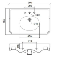 Sbordoni Romana Раковина подвесная 90х56,5 см, цвет: черный