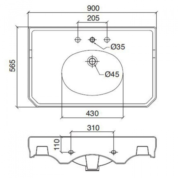 Sbordoni Romana Раковина подвесная 90х56,5 см, цвет: черный