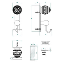 THG Marquise noir décor Or Крючок, декор черный/золото, подвесной, цвет: полированное золото