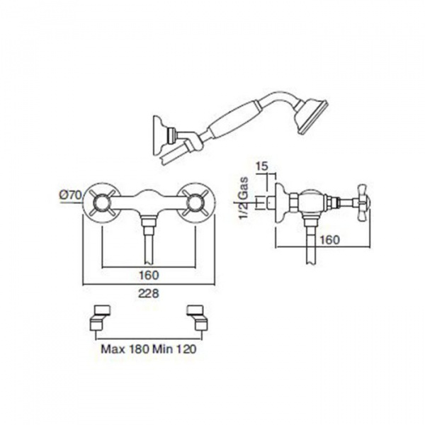 Sbordoni Antica Смеситель для душа на 3 отверстия, цвет: черный никель