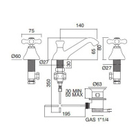 Sbordoni Etruria Смеситель для раковины на 3 отверстия, цвет: хром