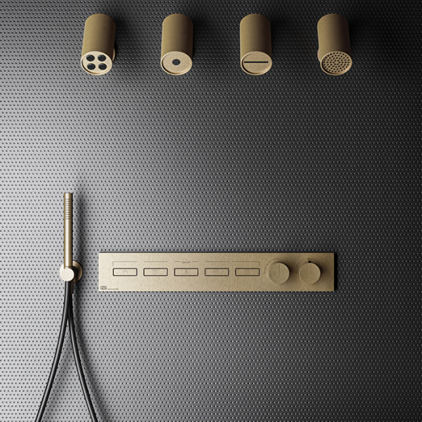 Gessi Hi-Fi Термостат для душа, с включением до 5 источников одновременно, внешняя часть, цвет: Warm bronze brushed PVD