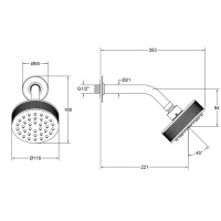 Gessi Inciso Shower  Душевая головка шарнирная на 1/2” с защитой отизвесткового налёта, цвет: black XL