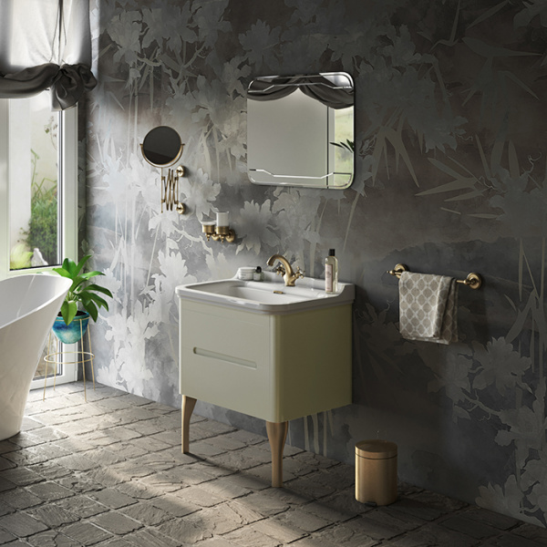 Kerasan Waldorf Комплект подвесной/напольной мебели 80см, с 2-мя ящиками Цвет: белая матовая ваниль НОЖКИ НА ВЫБОР