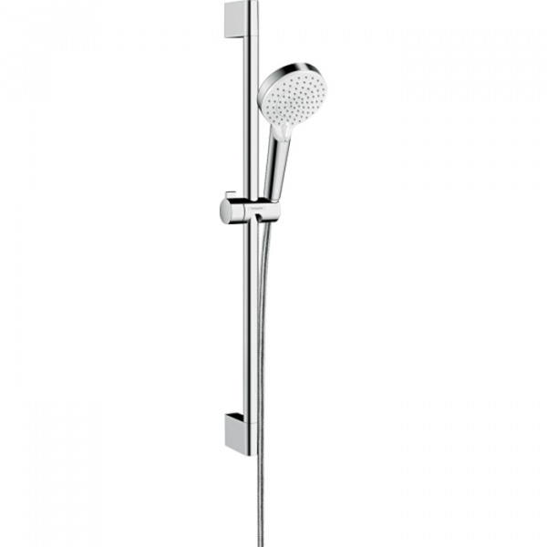 Hansgrohe Crometta Vario Unica Душевой набор: штанга 650mm, ручной душ, 2jet (Rain, IntenseRain), EcoSmart, шланг, цвет: белый/хром