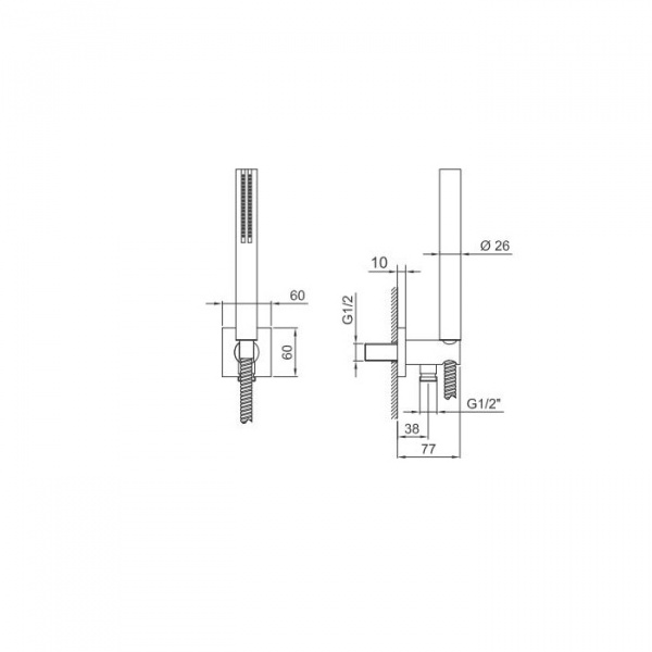Fantini Milano Душевой набор: вывод воды на 1/2”, шланг 150 см, ручная лейка SUN, держатель для лейки, цвет: Matt Gun Metal PVD