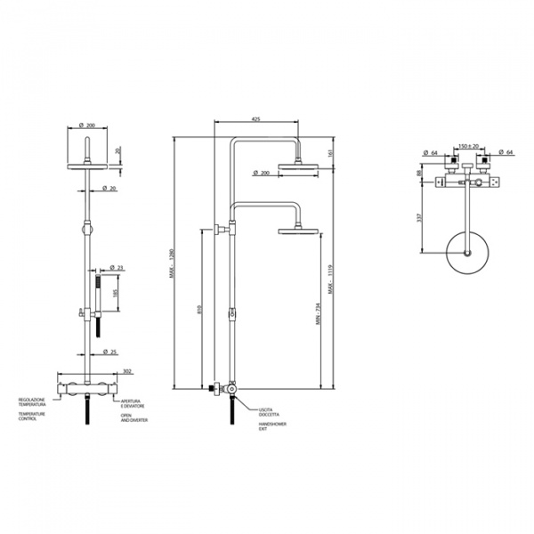 Термостатический смеситель для душа Bongio T Minimix, цвет: хром