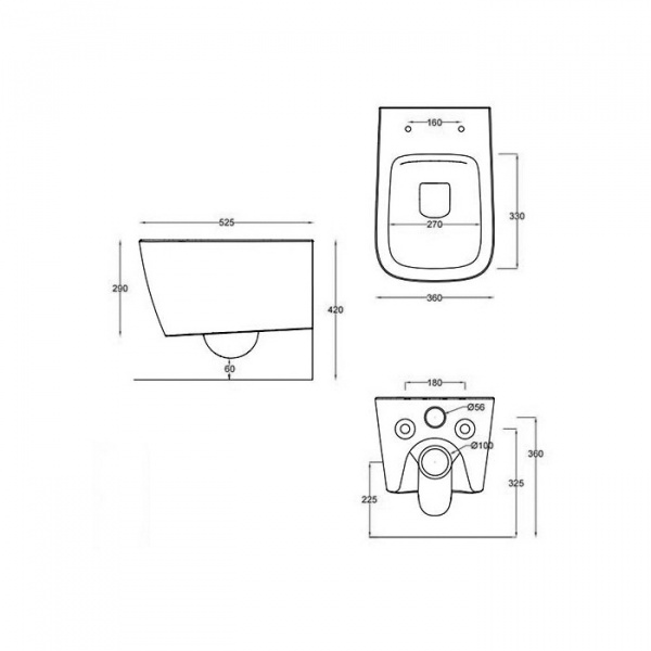 Artceram A16 Унитаз подвесной 36х52 см, Rimless, цвет: blu denim