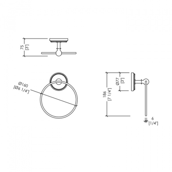 Devon&Devon Antique Georgian Полотенцедержатель кольцо 16.5см., подвесной, цвет: хром