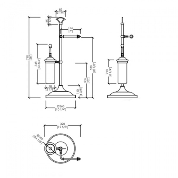 Devon&Devon Single Стойка напольная 71см., с бумагодержателем и ершиком, цвет: золото глянец 24к
