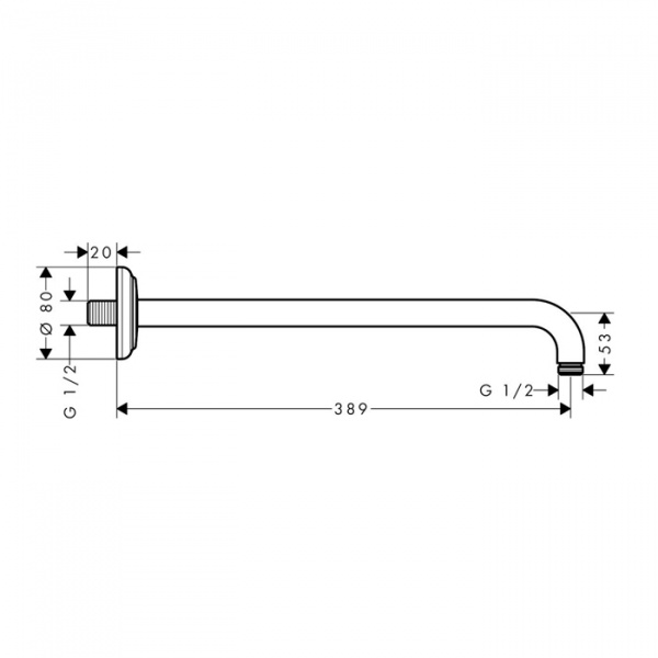 Axor Montreux Держатель душа Classic 389 мм, ½, цвет: полированное золото