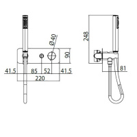 Bossini Oki Смеситель для душа с девиатором на 2 выхода , ручной душ ZEN и шланг, соединение на 1/2” , цвет: хром