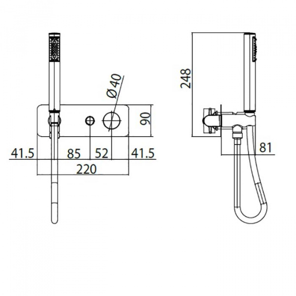 Bossini Oki Смеситель для душа с девиатором на 2 выхода , ручной душ ZEN и шланг, соединение на 1/2” , цвет: хром