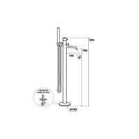 Kerasan Nolita Смеситель для ванны, напольный, с ручной лейкой, излив 180мм, h760мм, цвет: белый матовый