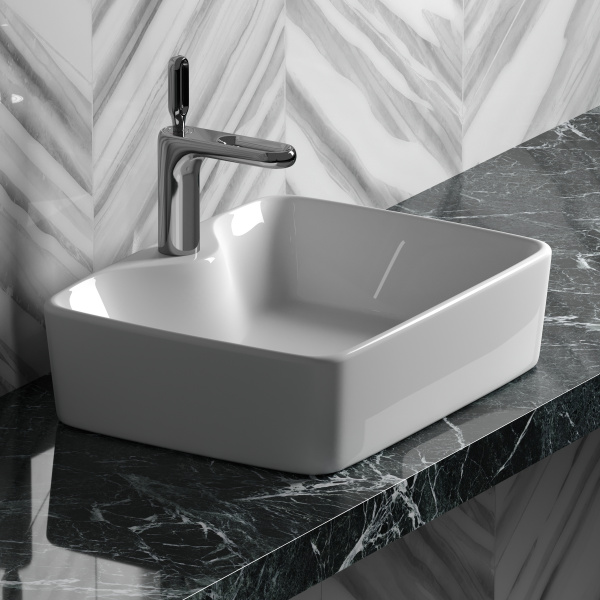 Умывальник чаша накладная прямоугольная Element 480*370*130мм Ceramica Nova белый 