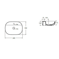 AZZURRA ELEGANCE SOFT Раковина 60х45х115 см, 1 отв., цвет: белый