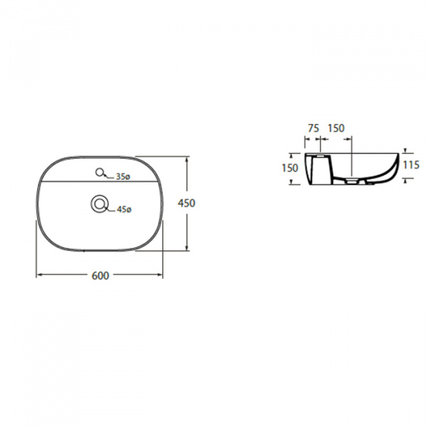 AZZURRA ELEGANCE SOFT Раковина 60х45х115 см, 1 отв., цвет: белый