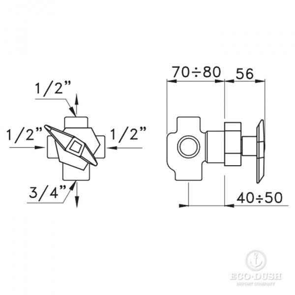 Stella Stella Встраиваемый переключатель для ванны/душа 0/150, цвет: хром