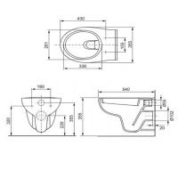 TECE V04 Подвесной унитаз, 35.5х43см., цвет: белый