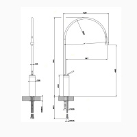 Gessi Goccia Смеситель для раковины на 1 отверстие, высокий, излив 387мм R=197, цвет: хром