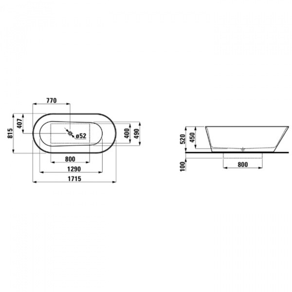Laufen Kartell Ванна 171.5x81.5x45см, отдельностоящая, с слив-переливом, материал: композит