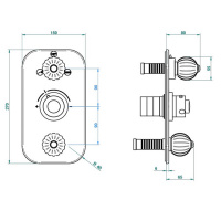 THG Mandarine metal Смеситель для душа встраиваемый, термостатический, с переключателем на 2 положения и запорн вентил, внешн часть, цвет: хром/золото