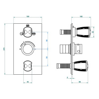THG Infini white porcelain with platinum decor Смеситель для душа встраиваемый, термостатический, с запорным вент и переключ на 2 потока, внешн часть, цвет хром