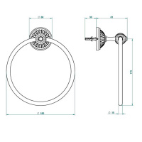 THG  Mandarine metal Полотенцедержатель-кольцо 18см., подвесной, цвет: хром/золото