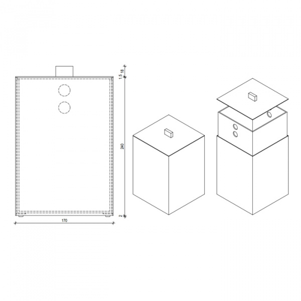 Decor Walther DW 75 Корзина для бумаги 17x17x26см, с крышкой, настольная, цвет: никель сатинированный