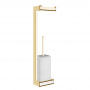 Gessi Eleganza Стойка 55.1см., с держателем для туалетной бумаги и ершиком, подвесная, цвет: шлифованное золото/белый