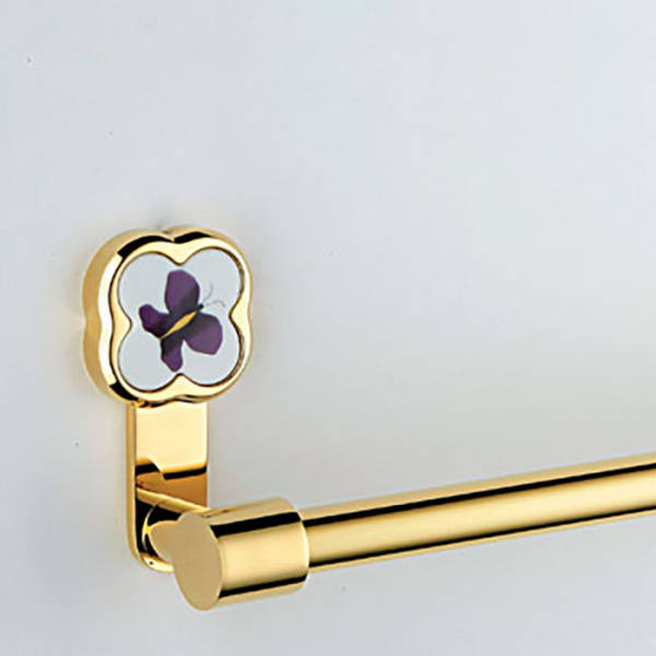THG CAPUCINE MAUVE DECOR OR Полотенцедержатель 30см., декор лиловый, цвет: полированное золото