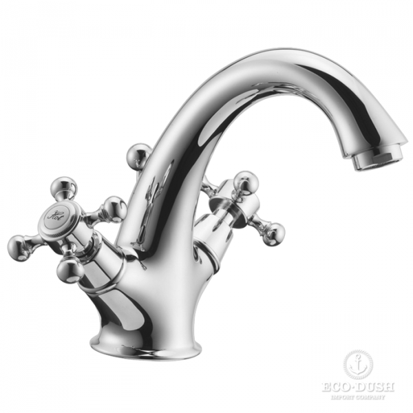 HUBER Victorian Смеситель двухвентильный для раковины на 1 отверстие с донным клапаном, цвет: хром