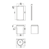 EMCO Asis Комплект мебели, без отверстий для смесителя, зеркало с LED подсветкой, Ручка справа, 45см, черный