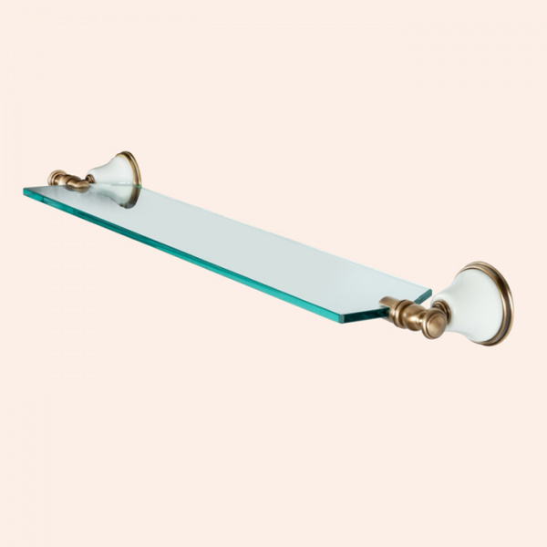 TW Harmony 018, стеклянная полочка 71см, подвесной, цвет: белый/бронза