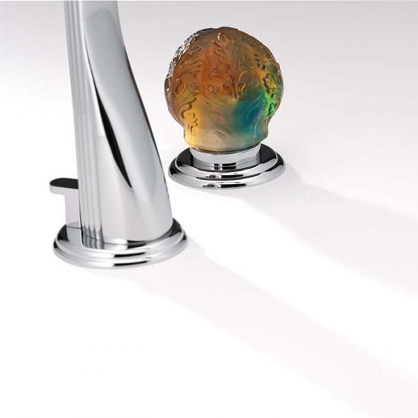 THG Flore Смеситель для раковины, 3 отв., цвет: хром/хрусталь