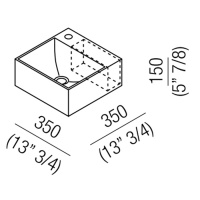 Agape Handwash Раковина 35x35x15 см, 1 отв., квадратная, с полочкой, цвет: белый